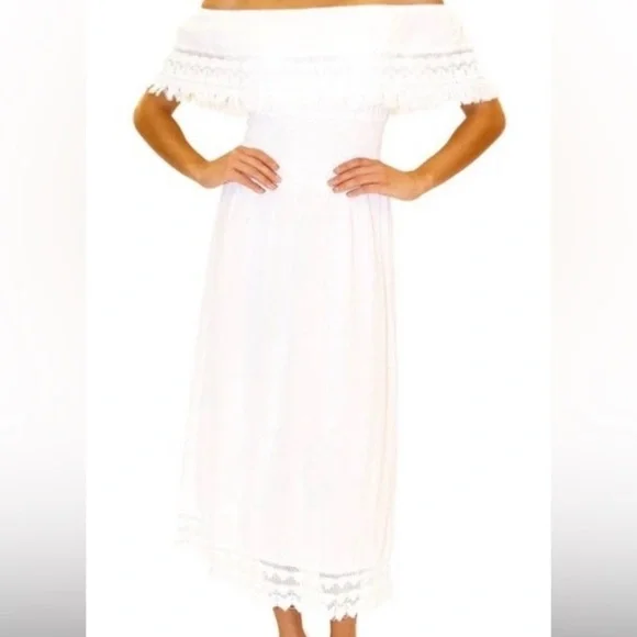 Off-Shoulder Cotton Dress - Picture 8 of 8